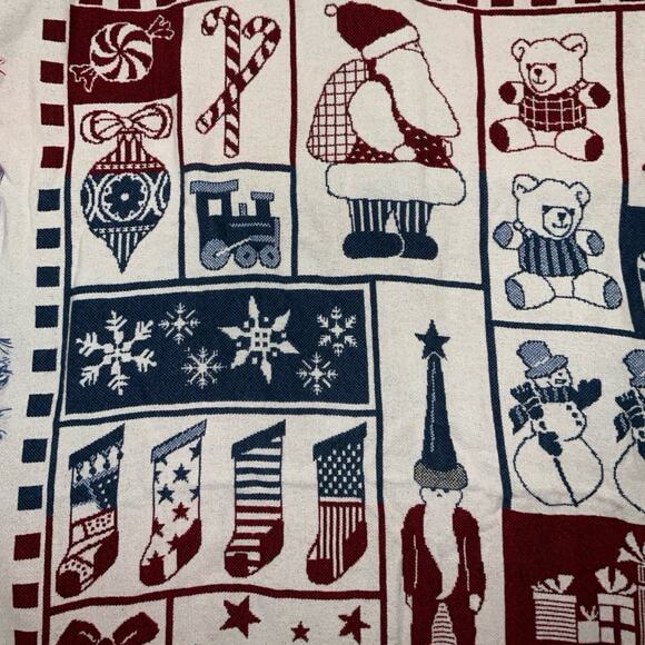 VTG VINTAGE COMING HOME CHRISTMAS SANTA CLAUS AFGHAN THROW TAPESTRY 48x60 - Picture 2 of 8